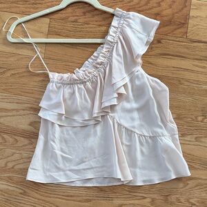 IRO Blush One-Shoulder Ruffle Blouse